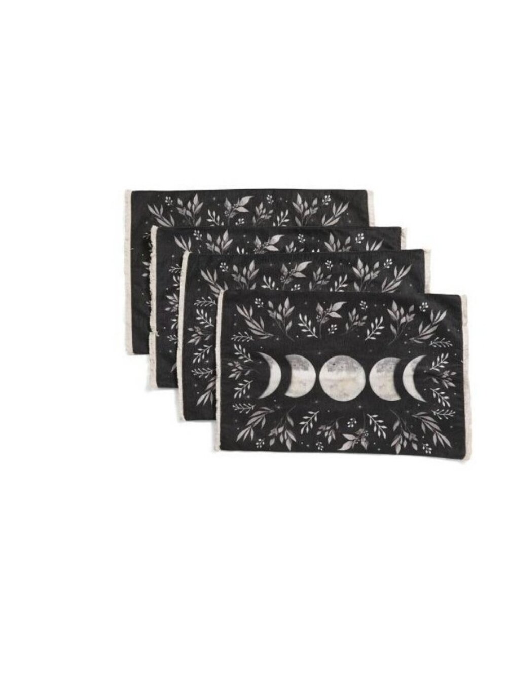 Tahari Home Moon Phase Placemats Set of 4 Black Celestial Witchy New Halloween